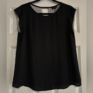 The Limited Reversible Black & Light Grey Cap-Sleeve Blouse, size Medium